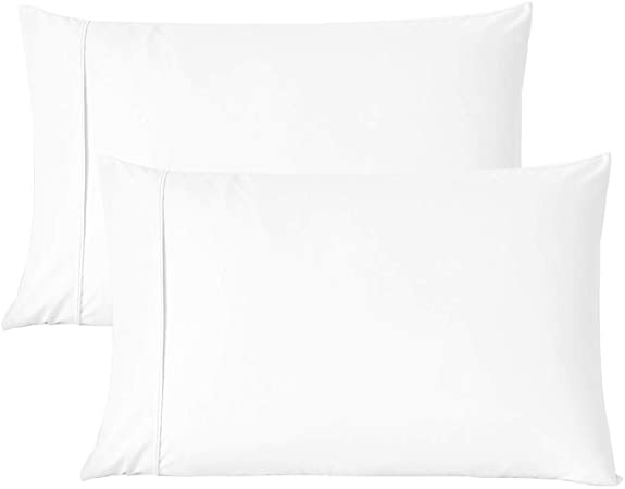 Microfiber Pillowcase for Hair and Skin, 2-Pack – Queen (20 x 30 inches) Brushed Microfiber Pillow Cases, Super Soft Stain, Wrinkle Resistant Pillow Cover with Envelop Closure (Queen, White)
