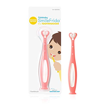 Fridababy SmileFrida The ToothHugger, The 3-Sided Toddler Tooth Hugging Toothbrush Designed to Clean All Sides of The Teeth (Pink)