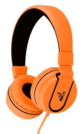 NRGized Headphones with Microphone for Travel Work Kids Teens Running Sport with In-line Controller Orange