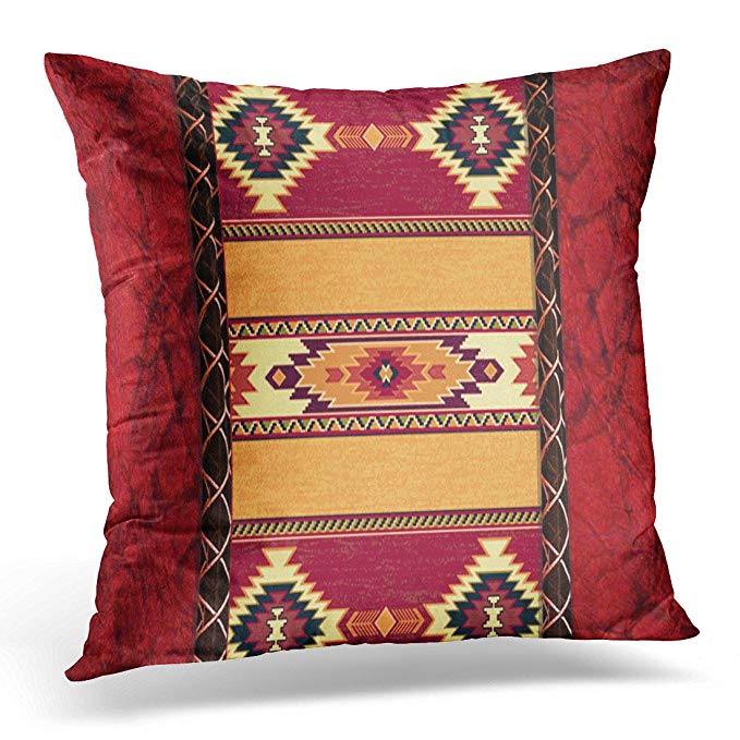 Emvency Throw Pillow Cover Colorful Patterns County South Western Tribal Native Decorative Pillow Case Home Decor Square 20x20 Inch Pillowcase