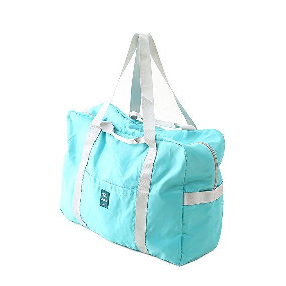 P.travel Foldable Waterproof Nylon Duffel Bag Large Capacity Lightweight (Blue)