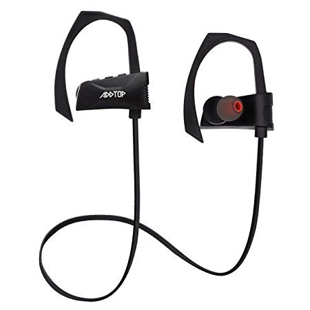 ADDTOP Sport Waterproof Bluetooth Headphones,Best Wireless Earphones 4.1 Mic HD Stereo Headset Noise Cancelling Neckband Sweatproof Earphones Lug type Ear style running / Fitness