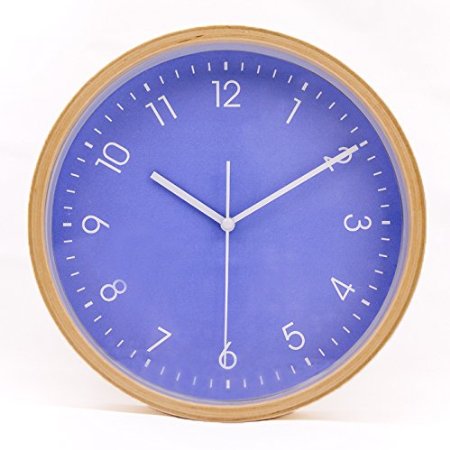 Hippih Silent Wall Clock Wood 8-inches Non Ticking Digital Quiet Sweep Decorative Vintage Wooden Clocks(purple)
