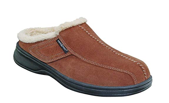 Orthofeet Asheville Most Comfortable Arch Support Diabetic Mens Orthopedic Brown Leather Slippers