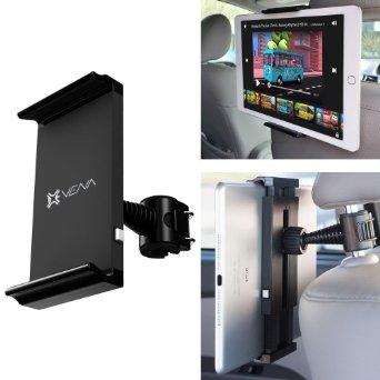 Vena HEADTAB [One Hand] Universal Headrest Back Seat Tablet Car Mount - 360 Rotating Holder for Apple iPad Pro / Air / Mini, Samsung Galaxy Tab 4 7.0, 8.4, 10.1, Note 10.1, Nexus 7 FHD (5"-11" inch Tablets)