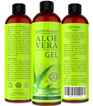 Aloe Vera GEL - 99% Organic, 12 oz  - NO XANTHAN, so it Absorbs Rapidly with No Sticky Residue - SEE RESULTS OR MONEY-BACK