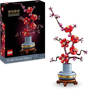 LEGO Icons Plum Blossom Flower Building Set, Faux Plant Model Kit for Adults to Build, Home Office Decor Display Piece, Botanical Collection Gift for Women, Men, Her or Him 10369