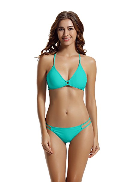 zeraca Women's Strappy Cross Criss Triangle Bikini Bathing Suits