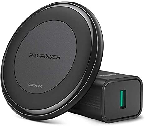 RAVPower Fast Wireless Charger 10W Max with QC 3.0 Adapter, Compatible with iPhone 11/11 Pro/11 Pro Max/Xs MAX/XR/XS/X /8/8 Plus, Galaxy Note 10/ Note10 Plus/S10/S9/S8 and More