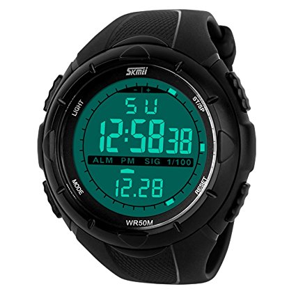 Gosasa Men's 3857548 Military Style Digital LCD Display Black Wrist Watch