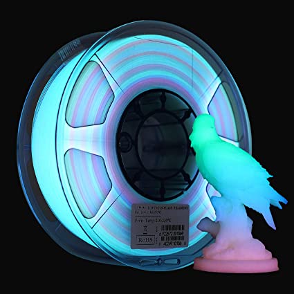 eSUN PLA Luminous Rainbow 3D Printer Filament, 1.75mm 1KG Spool Multicolor Change Glow in The Dark PLA for 3D Printers,Luminous Rainbow Color