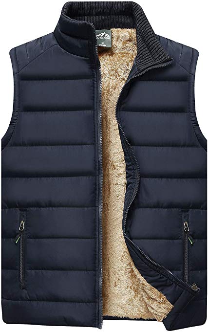 Vcansion Men's Outdoor Casual Stand Collar Padded Vest Coat