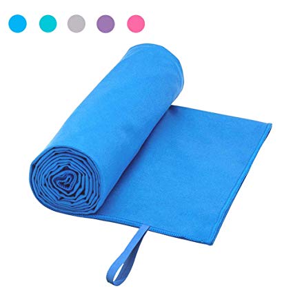 Outdoor Indoor Fast Drying Microfiber Travel Beach Towel for Men Women Kids, Soft Quick Dry, Sand Free Sport Towels for Camping Hiking Swimming Gym Bath, Large