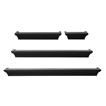 Melannco Wall Shelves (Set of 4), Black