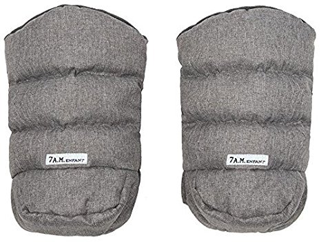 7 A.M. Enfant Warmmuffs Stroller Gloves-Heather Grey Fleece Lining