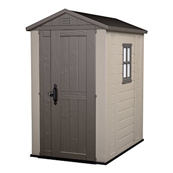 Keter Factor Resin Outdoor Garden Storage Shed, 4 x 6 Feet - Beige