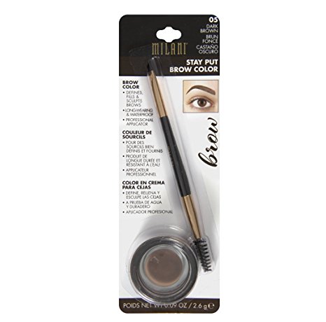 Milani Stay Put Brow Color, Dark Brown, 0.09 Ounce