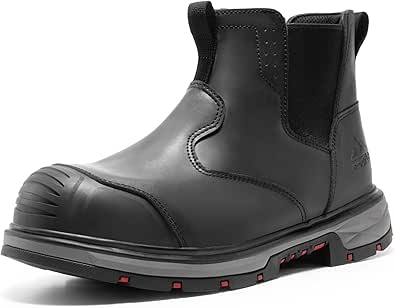 NORTIV 8 Slip-on Steel Toe Work Boots for Men Waterproof Safety Construction Boots