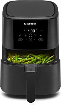 Chefman TurboFry Touch Air Fryer, The Most Compact And Healthy Way To Cook Oil-Free, One-Touch Digital Controls And Shake Reminder For The Perfect Crispy And Low-Calorie Finish, 5 Quart