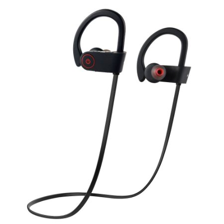 Bluetooth Headphones - iMujin Black LegalBeats Q6 Wireless HD Stereo Power Sound Beats Headsets - ABS Matte Skin, Sweatproof w/Noise Cancelling, Secure Fit in Ear Earbuds, Ergonomic Workout Earphones
