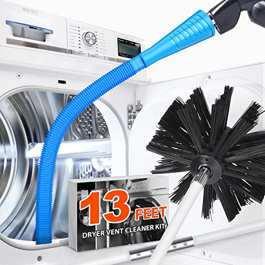 Sealegend Dryer Vent Cleaner Kit Vacuum Hose Attachment and 13 Feet Dryer Vent Cleaning Brush Removes Lint Flexible Dryer Lint Brush with Drill Attachment for Faster Cleaning