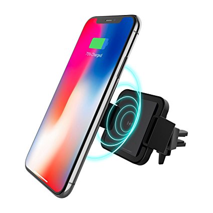 Patchworks Wireless Charging Car Mount Phone Holder - Qi Wireless Fast Charger Car Air Vent Mount for Samsung Galaxy S8, S7/S7 Edge, Note 8 5 & iPhone X, 8/8 Plus & Qi Enabled Devices