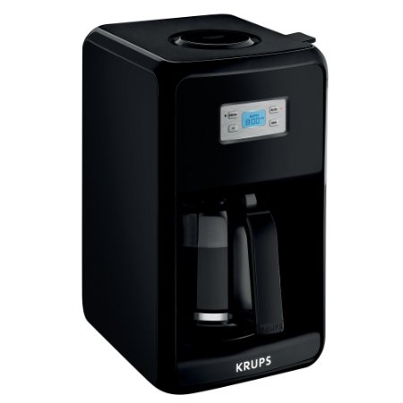 KRUPS EC311 SAVOY Programmable Digital Coffee Maker Machine with Glass Carafe and LED Control Panel, 12-Cups, Black