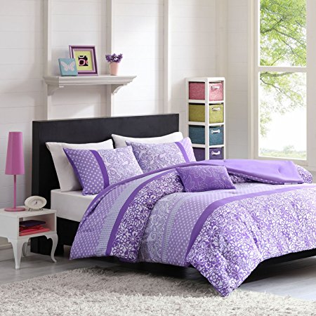 Mizone Riley 4 Piece Comforter Set, Full/Queen, Purple