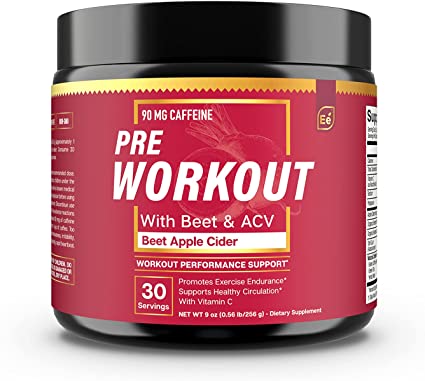 PreWorkout Powder with Beet Root & ACV | Superfood Energy Supplement & All-Natural Nitric Oxide Booster Plus Caffeine | by Essential elements - 30 Servings