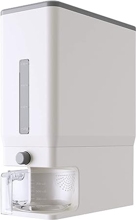 Lifewit Rice Container 25.4 Lbs, Rice Dispenser with Measuring Cup, Cereal Containers Storage, Sealed Moisture Proof Rice Bucket, Dry Food Grain Flour Soybean for Kitchen Pantry Household, White