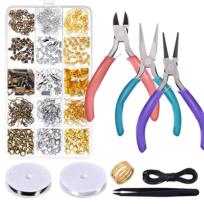 Anezus Jewelry Repair Kit with Jewelry Pliers, Jewelry Making Tools, Beading String and Jewelry Making Supplies for Jewelry Repair, Jewelry Making and Beading