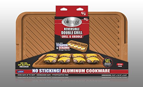 Gotham Steel 1420 Double Grill, X-Large, Brown