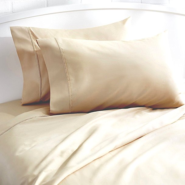 Mayfair Linen 100% Egyptian Cotton Sateen Weave 800 Thread Count Standard/Queen Pillow Cases - Ivory