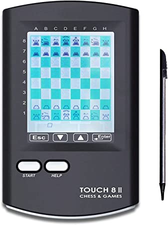 Vonset Touch 8 Handheld Electronic Chess 8 in 1 Chess Touch Electronic Chess Game with Stylus for Kids and Adults to Learn Chess Travel Chess Set Large LCD Display with 100 Chess Records 1-2 Players