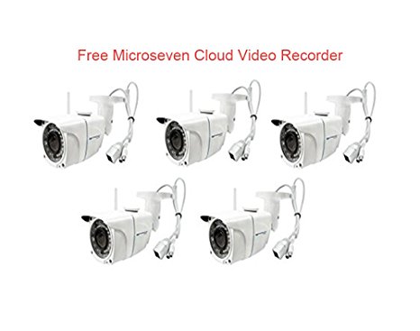 5 Microseven M7B77-WPS HD 1080P SONY 1/2.8" CMOS 3MP 3.6mm Lens Wireless IP Camera POE, Mic Outdoor Sd Slot 128GB, Free 24hrs Video History In Cloud Video Recorder Free Live Streaming on microseven.tv