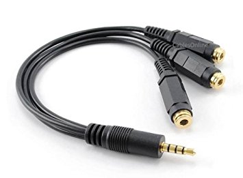 CablesOnline 9-inch 3.5mm (1/8") TRRS 4-Pole/3-Rings Male to 3x Female 3.5mm TRRS 4-Pole/3-Rings Stereo Splitter Audio Cable, Gold-Plated, AV-Y01F4