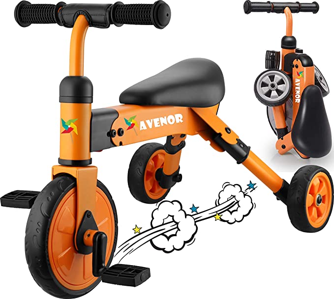 Avenor 2 in 1 Tricycles for 3 Year Olds - 2-4 Years Old Baby Tricycle Perfect As Toddler Bike for 2 Year Old Toddler Or Birthday Gift, Safe Folding Trike for 2 Year Olds Ideal for Boy Girl