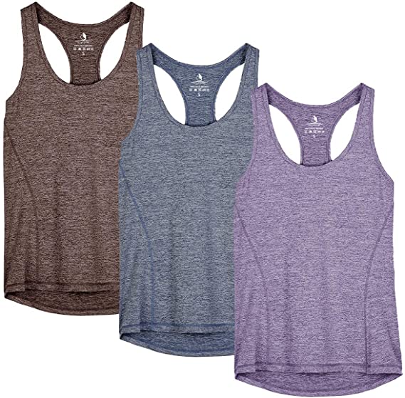 icyzone Workout Running Tank Top for Women - Racerback Yoga Tops Exercise Gym Shirts 3-Pack