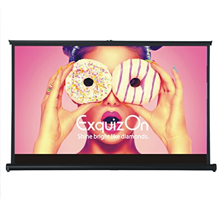 ExquizOn 50 Inch 16:9 Ultra Lightweight Mini Table-Top Movie Screen, Portable Pull-Out Style Outdoor Indoor Home Cinema Projector Screen, Matte White Fabric