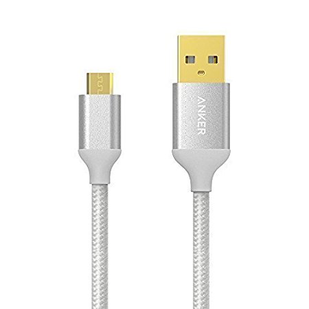 Anker 3ft / 0.9m Nylon Braided Tangle-Free Micro USB Cable with Gold-Plated Connectors for Android, Samsung, HTC, Nokia, Sony and More