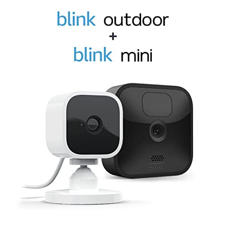 Blink Outdoor security camera (1-Camera System)   Blink Mini Indoor security camera, (1 Camera) | Motion Detection, Works with Alexa (White)