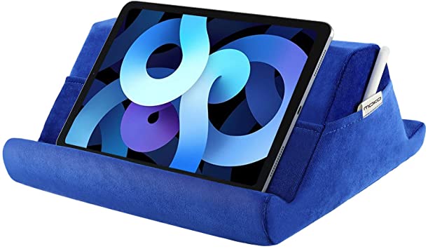 MoKo Tablet Pillow Holder, Velvet Pillow for iPad Tablet Up to 12.9", Multi-Angle Soft Tablet Stand Lap Pillow for eReaders, Fit Air 4 10.9, iPad 10.2 2020, iPad Pro 11/12.9, Galaxy Tab S7, Royal Blue