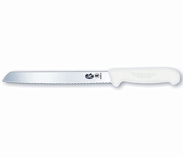 Victorinox Cutlery 8-Inch Slant Tip Bread Knife, White Fibrox Handle