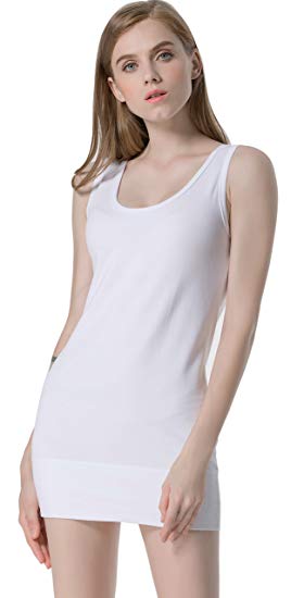 Moxeay Womens Extra Long Stretch Cotton Tank Top