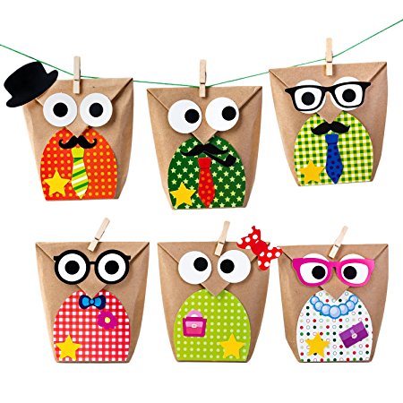 Crisky Owl Party Favor DIY Bags Owl Party Banner Owl Party Favors Owl Party Decorations , 6"H x 4"W x 2"D set of 24