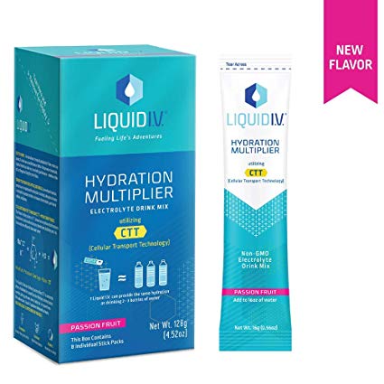 Liquid I.V. Hydration Multiplier, Electrolyte Powder, Easy Open Packets, Supplement Drink Mix (Passion Fruit, 8 Count)