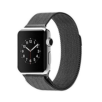 AsiaFly Apple Watch Band 42mm, Fully Magnetic Closure Clasp Mesh Loop Milanese Stainless Steel Bracelet Strap iWatch Band for Apple Watch Series 3, Series 2, Series 1 Sport & Edition - Black