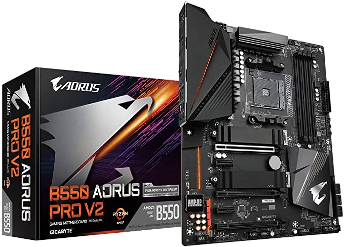 GIGABYTE B550 AORUS PRO V2 (AMD Ryzen 5000/ B550/ ATX/ PCIe4.0/ DDR4/ Realtek ALC1220-VB/ Front & Rear USB Type-C/ RGB Fusion 2.0/ Dual M.2 Thermal Guard/ Gaming Motherboard)