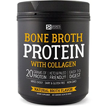 NEW!! Bone Broth Protein with Collagen (Natural Chicken Broth) ~ A Paleo Friendly, Keto Certified, High Protein, Zero Carb Supplement for Healthy Skin, Joints, & Muscles ~ Non-GMO & Dairy Free