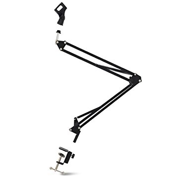AOREAL Microphone Stand Adjustable Professional Desk Recording Microphone Suspension Boom Scissor Arm Stand With Microphone Clip,Table Mounting Clamp